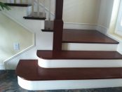 mahogany stairtreads with white risers