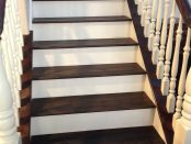 staircase with dark oak flooring