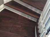 stairs with walnut flooring